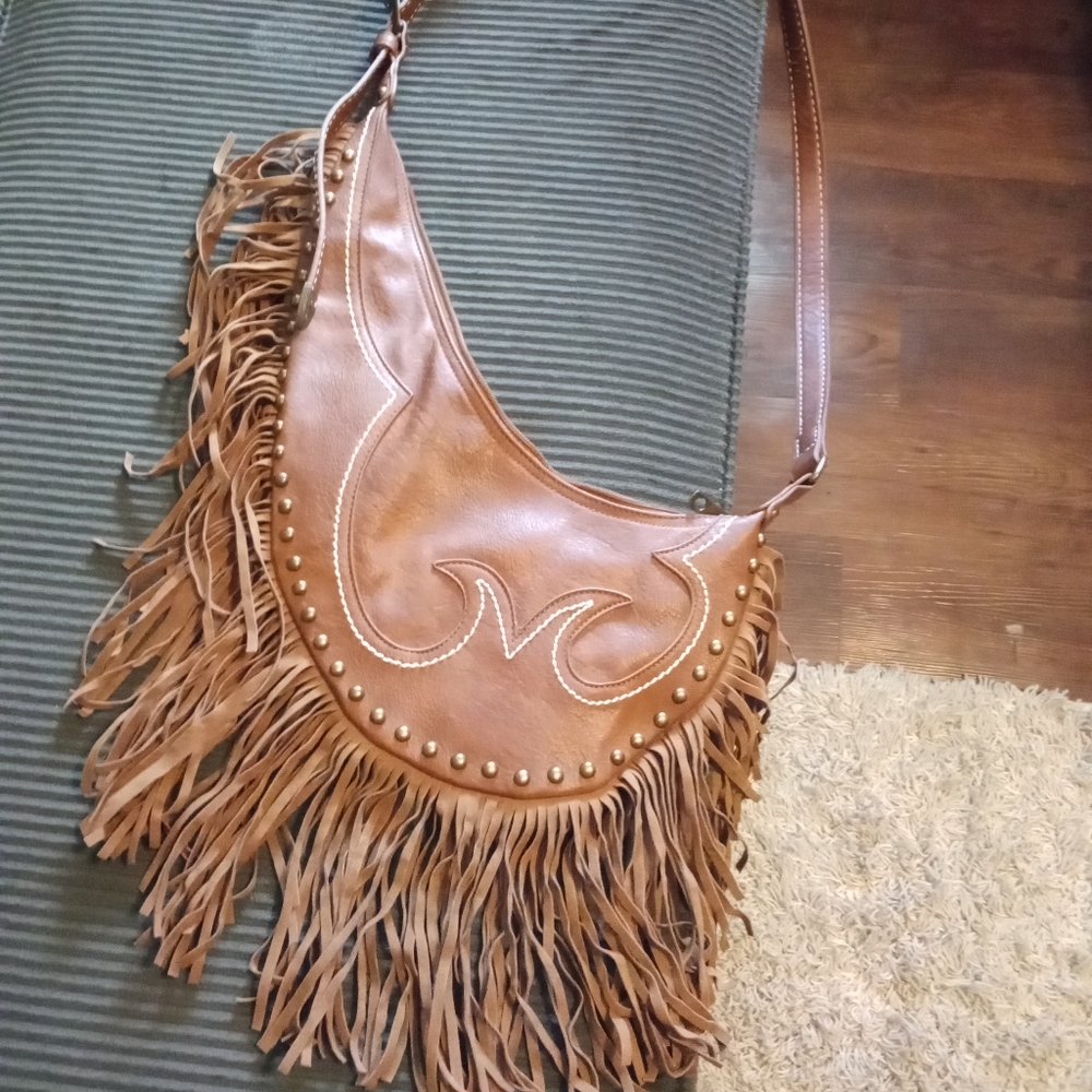 Boho Country Chic vegan crossbody festival fringe purse